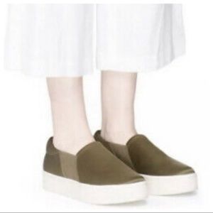 Vince Warren Platform Slip On Satin olive sneaker